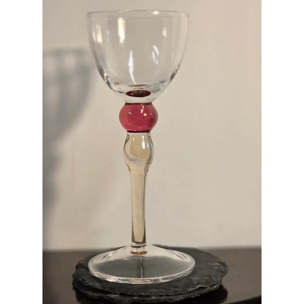 Cordial Glasses Cranberry Bubble 3 pcs Vintage Mid Century Aperitif Liqueur 6”